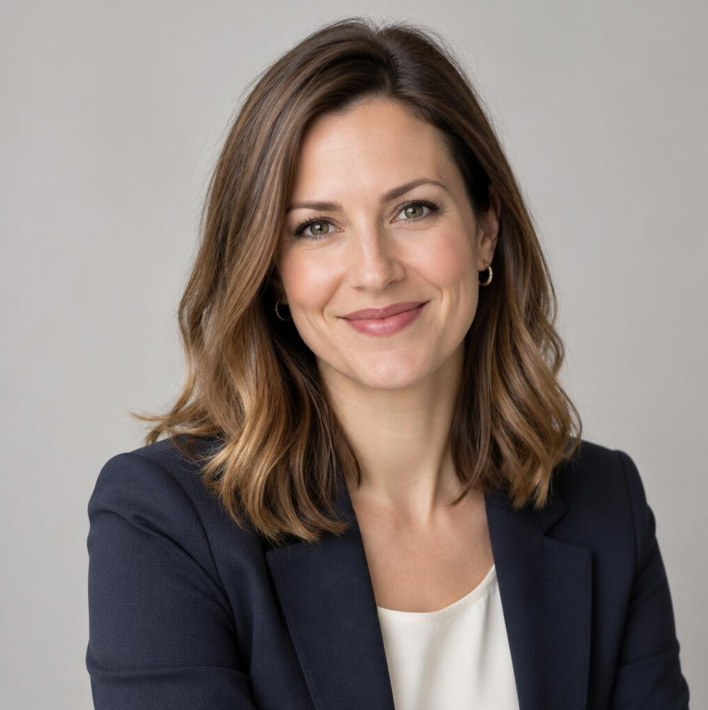 Portrait of a smiling woman with shoulder-length hair